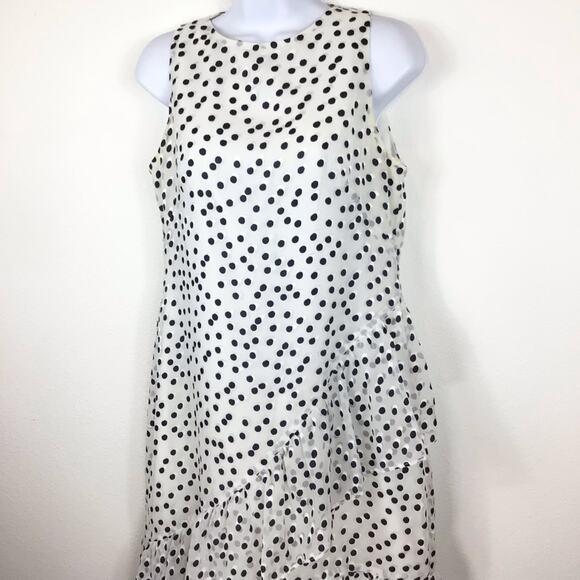 LAUREN RALPH LAUREN Polka Dot Sleeveless Ruffle Faux Wrap Dress size 6 - Picture 2 of 8